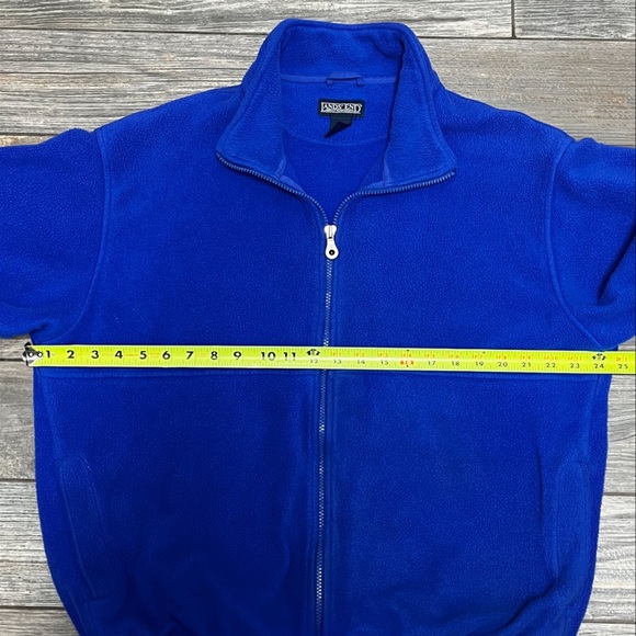 Men’s Large L Women’s Extra Large Lands’ End Blue Fleece Jacket Full Zip Pockets - Picture 13 of 15